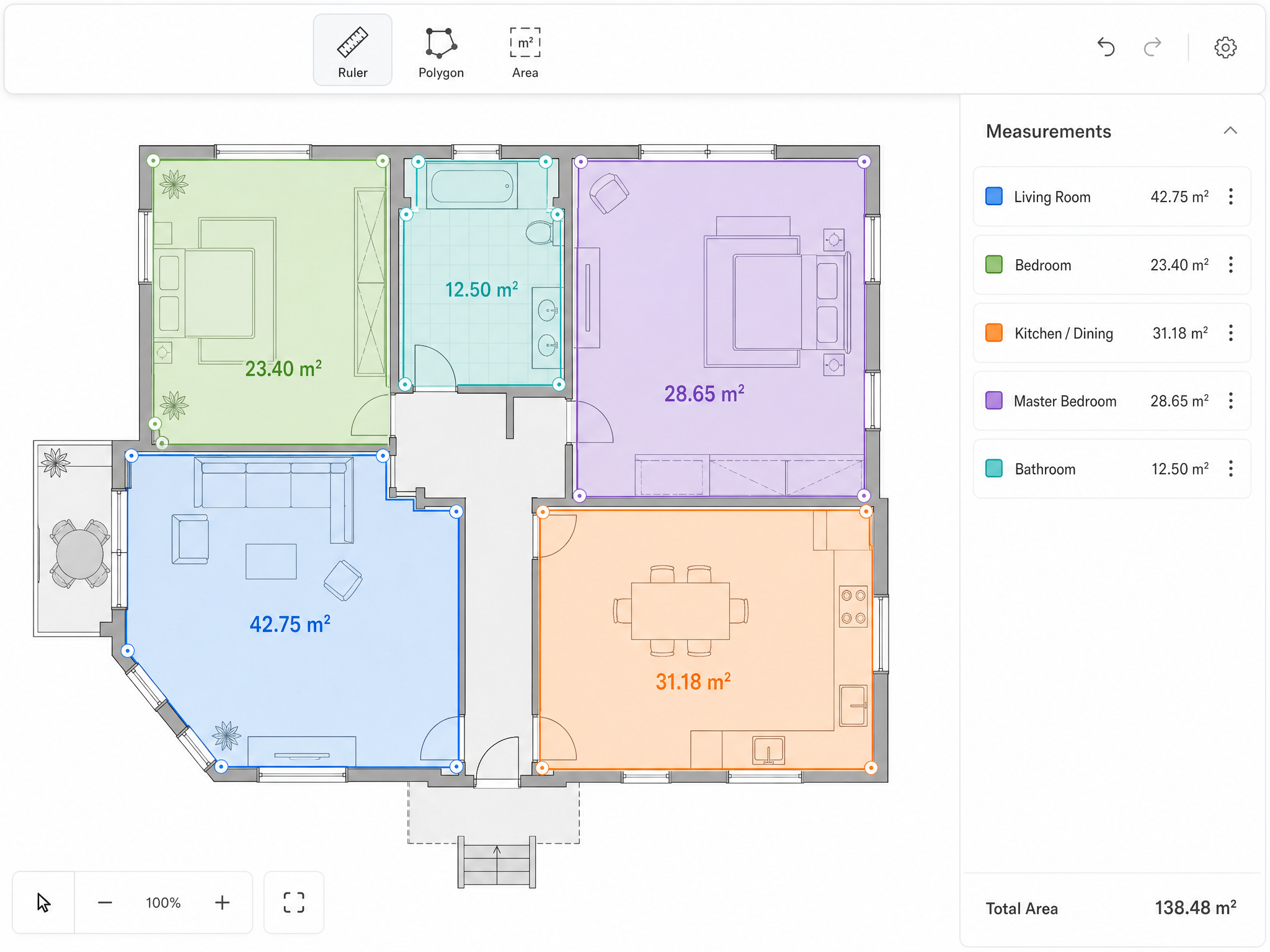 Area and length measurement on 2D plan in OneEstimate